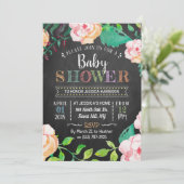 Invitation Baby shower tendance de typographie florale de pri (Debout devant)