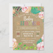Invitation Baby shower tendance de typographie florale de pri (Devant)