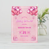 Invitation Baby shower tendance Hot Pink Barbiedoll (Debout devant)