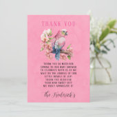 Invitation Baby shower tendance perroquet fille Merci (Debout devant)