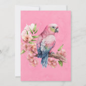 Invitation Baby shower tendance pour filles roses aux perroqu (Dos)