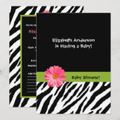 Invitation Baby shower tendance Zèbre motif rose pâle (Devant / Derrière)