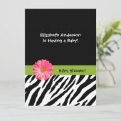 Invitation Baby shower tendance Zèbre motif rose pâle (Debout devant)