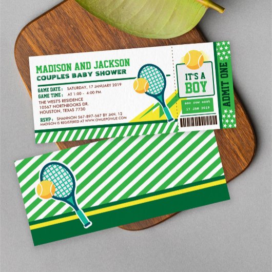 Invitation Baby shower Tennis Ticket Pass Couples