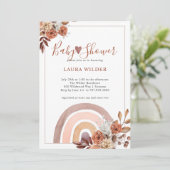 Invitation Baby shower Terracotta Boho Arc-en-ciel Floral (Debout devant)