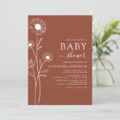 Invitation Baby shower Terracotta Brûlé Orange (Debout devant)
