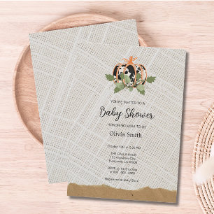 Invitation Baby shower textile Citrouille noir et blanc