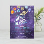 Invitation Baby shower thématique de l'espace (Debout devant)