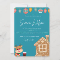 Invitation baby shower thématique hiver et rennes
