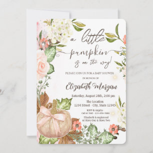 Invitation Baby Shower Thème Automne Citrouille Fleurs Feuill
