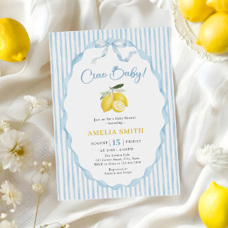 Invitation Baby Shower Thème Bébé Ciao Bleu Citron