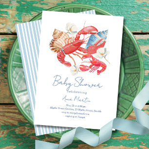 Invitation Baby-Shower Thème Bébé Homard de la Côte
