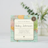 Invitation baby shower - Thème Carte (Debout devant)