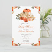 Invitation Baby-Shower Thème Citrouille d'Automne (Debout devant)