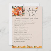 Invitation Baby Shower Thème Citrouille d'Automne Qui Connaît (Devant)