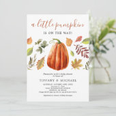 Invitation Baby Shower Thème Citrouille Neutre (Debout devant)