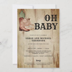 Invitation Baby Shower Thème Cow-boy de l'Ouest Chaussure Cac