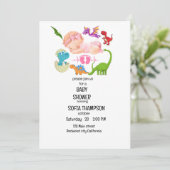 INVITATION baby shower Thème Dinosaur (Debout devant)