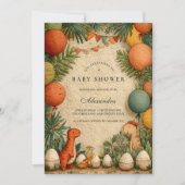 Invitation Baby Shower Thème Dinosaure Tropical (Devant)