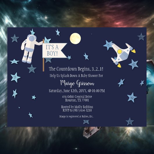 Invitation Baby Shower Thème Espace Bébé Countdown