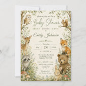 Invitation Baby-Shower Thème Forêt (Devant)