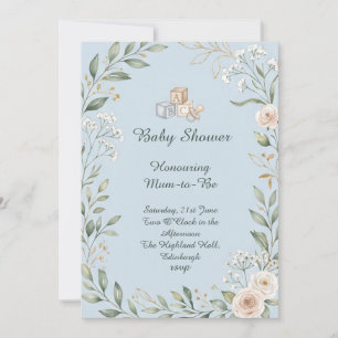Invitation Baby Shower Thème Forêt Bleue