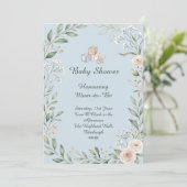 Invitation Baby Shower Thème Forêt Bleue (Debout devant)