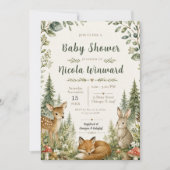 Invitation Baby-Shower Thème Forêt de Bois (Devant)