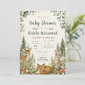 Invitation Baby-Shower Thème Forêt de Bois (Debout devant)