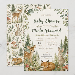 Invitation Baby-Shower Thème Forêt de Bois