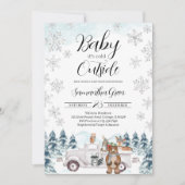 Invitation Baby-Shower Thème Forêt d'Hiver (Devant)