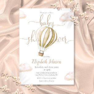 Invitation Baby Shower Thème Montgolfière Mixte