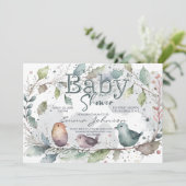 Invitation Baby-Shower Thème Nature Aquarelle (Debout devant)