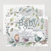Invitation Baby-Shower Thème Nature Aquarelle (Devant / Derrière)