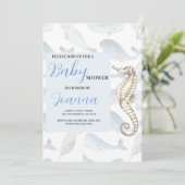 invitation baby shower thème océan aquarelle (Debout devant)