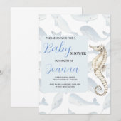 invitation baby shower thème océan aquarelle (Devant / Derrière)