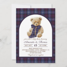Baby Shower Thème Ours Tartan Mixte