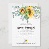 Invitation Baby Shower Thème Tournesol Rustique Eucalyptus et (Devant)