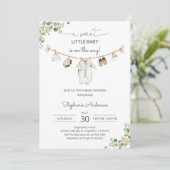 Invitation Baby-Shower Thème Verdure Marron (Debout devant)