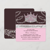Invitation Baby shower Tiara Princess rose et Brown (Devant / Derrière)