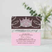 Invitation Baby shower Tiara Princess rose et Brown (Debout devant)