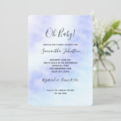 Invitation Baby shower tie-dye bleu aqua blanc violet (Debout devant)