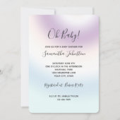 Invitation Baby shower Tie dye Bleu Blanc Violet (Devant)