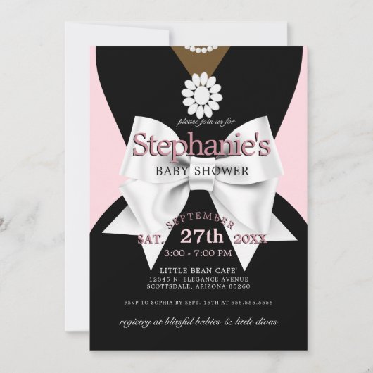 Invitation Baby shower Tiffany d'ethnie moderne Blush Pink Gl (Devant)