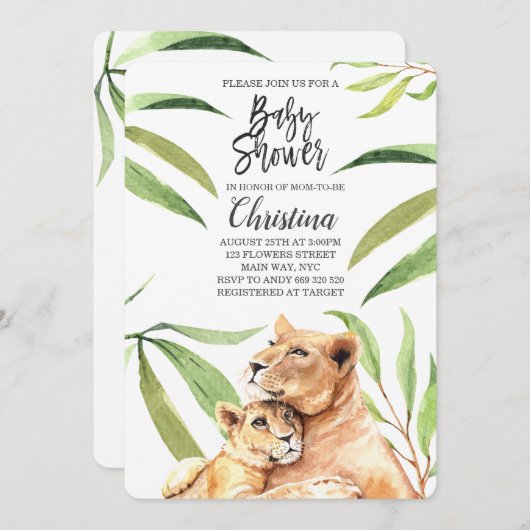 Invitation Baby shower Tiger Jungle (Devant / Derrière)