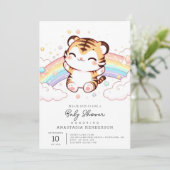Invitation Baby shower Tiger mignon (Debout devant)