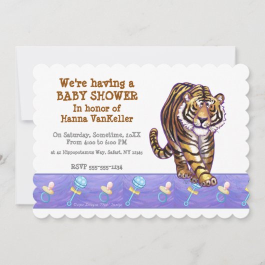 Invitation Baby shower Tiger mignon (Devant)