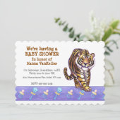 Invitation Baby shower Tiger mignon (Debout devant)