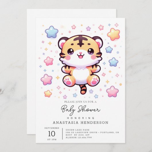 Invitation Baby shower Tigre Moderne (Devant / Derrière)