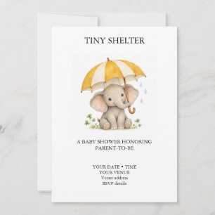 Invitation Baby Shower Tiny Shelter Eléphant Parapluie Bébé